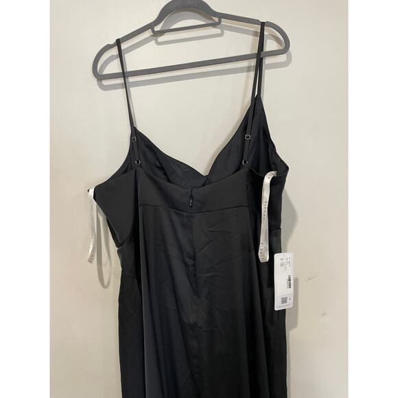 NWT Azazie Brielle A-Line Cowl Spaghetti Straps Stretch Satin Dress Black A22 - Picture 4 of 7